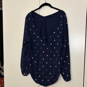 Torrid Navy Blue Polka Dot Women's Top Size 1/XL